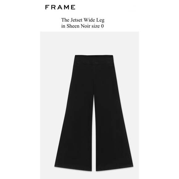 NEW FRAME Jetset Wide Leg Super Stretch Wide Leg Size 0 Sheen Noir Jeans nwot - Picture 1 of 12